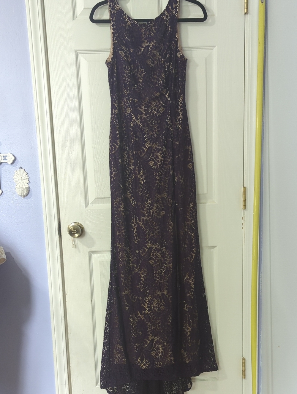 Ever Pretty Plum Lace Dress with Nude Lining